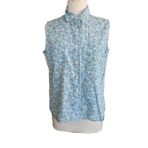 SUSAN BRISTOL CASUALS 100% COTTON SLEEVELESS BUTTON DOWN VEST SIZE LARGE EUC